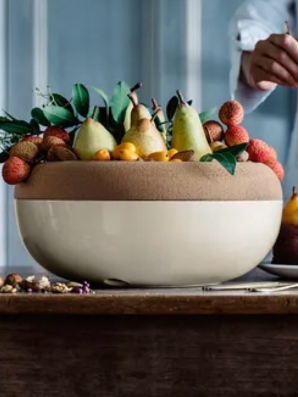 Emile Henry White Ceramic Bowl with Cork Rim Accent